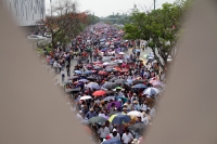 Miércoles 15 de mayo del 2019. Tuxtla Gutiérrez. Al inicio de la marcha magisterial y del paro y plantón en contra de la reforma educativa de AMLO