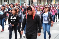 Jueves 22 de agosto del 2019. Tuxtla Gutiérrez. Estudiantes normalistas de la Escuela Rural Jacinto Canek marchan esta mañana protestando por los desalojos que han sufrido durante las protestas en esta semana. Jueves 22 de agosto del 2019. Tuxtla Gutiérrez. Estudiantes normalistas de la Escuela Rural Jacinto Canek marchan esta mañana protestando por los desalojos que han sufrido durante las protestas en esta semana.