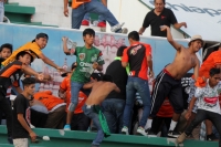 Sábado 29 de abril del 2017. Tuxtla Gutiérrez. con un empate a dos tantos y una fuerte trifulca con los aficionados termina el partido entre Jaguares de Chiapas y El Santos. esta tarde en el estadio Zoque de la capital de este estado del sureste de México