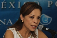 Jueves 2 de junio. Josefina Vázquez Mota, Diputada Federal y coordinadora de la bancada del Partido Acción Nacional en el Congreso de la Unión habla en conferencia de prensa sobre las precampañas políticas para el 2012 y responde a las preguntas de los me