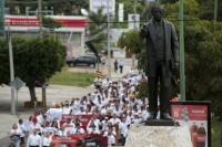20231017. Tuxtla. En Chiapas, trabajadores del poder judicial se suman a las protestas en México en contra de los recortes presupuestales propuestos por los legisladores de Morena.