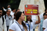 20231017. Tuxtla. En Chiapas, trabajadores del poder judicial se suman a las protestas en México en contra de los recortes presupuestales propuestos por los legisladores de Morena.