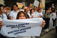 20231017. Tuxtla. En Chiapas, trabajadores del poder judicial se suman a las protestas en México en contra de los recortes presupuestales propuestos por los legisladores de Morena.