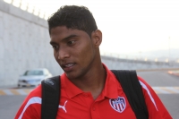 Martes 26 de abril. Los jugadores del equipo Junior de Barrranquilla, llegan esta tarde a la ciudad de Tuxtla Gutiérrez para enfrentar a los Jaguares de Chipas.