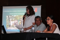 Miércoles 7 de febrero del 2018. Tuxtla Gutiérrez. El arqueólogo Gabriel Lalo durante la ponencia sobre las festividades de la Virgen Corazón de Marí­a en Tenam Puente.