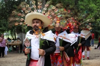 Domingo 6 de agosto del 2017. Los pobladores de lugar conocido como La Laguna en la comunidad Monte Cristo reciben esta mañana las imágenes de las Vírgenes de Copoya quienes son veneradas a unos metros de una vertiente de agua. Los danzantes realizan un r
