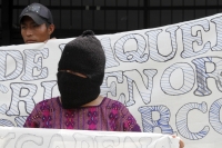 20211026. Tuxtla G. Las comunidades que conforman el grupo El Machete de Pantelho protestan en plantón este medio día en la capital del estado de Chiapas.
