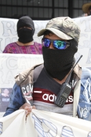 20211026. Tuxtla G. Las comunidades que conforman el grupo El Machete de Pantelho protestan en plantón este medio día en la capital del estado de Chiapas.
