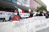 20211026. Tuxtla G. Las comunidades que conforman el grupo El Machete de Pantelho protestan en plantón este medio día en la capital del estado de Chiapas.