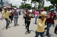 Viernes 6 de agosto. Militantes de la Federación de Estudiantes Socialistas de México acompañan este día a los normalistas de la Escuela Rural Mactumatza para realizar una marcha y protesta en las avenidas de la ciudad y en el edificio del gobierno del es
