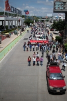 Jueves 6 de agosto del 2020. Txutla Gutiérrez, La manifestación de la Escuela Normal Rural Mactumatza este medio día en la capital del estado de Chiapas