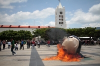Jueves 6 de agosto del 2020. Txutla Gutiérrez, La manifestación de la Escuela Normal Rural Mactumatza este medio día en la capital del estado de Chiapas
