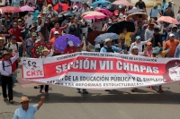 Martes 15 de mayo del 2018. Tuxtla Gutiérrez. Aspectos de la marcha magisterial este medio dí­a en el oriente de la ciudad.