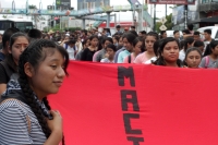 Lunes 4 de noviembre del 2019. Tuxtla Gutiérrez. Aspectos de la marcha en apoyo a los normalistas de la Escuela Rural Mactumatza