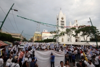 Sábado 29 de agosto del 2015. Tuxtla Gutiérrez. Paco Rojas Toledo, ex candidato a la alcaldía de Tuxtla durante la manifestación de esta tarde después de que el tribunal electoral local validara los comicios para el ayuntamiento de la capital de Chiapas.