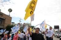Sábado 29 de agosto del 2015. Tuxtla Gutiérrez. Paco Rojas Toledo, ex candidato a la alcaldía de Tuxtla durante la manifestación de esta tarde después de que el tribunal electoral local validara los comicios para el ayuntamiento de la capital de Chiapas.
