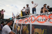 Sábado 29 de agosto del 2015. Tuxtla Gutiérrez. Paco Rojas Toledo, ex candidato a la alcaldía de Tuxtla durante la manifestación de esta tarde después de que el tribunal electoral local validara los comicios para el ayuntamiento de la capital de Chiapas.
