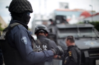 20231114. Tuxtla. Presencia policiaca durante las manifestaciones de normalistas en Chiapas