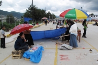 Viernes 16 de septiembre. 700 ambulantes se instalan en estacionamiento.