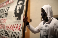 20230811. Tuxtla. Militantes del MOCRI se manifiestan esta maÃ±ana en las instalaciones de la Judicatura Federal en Chiapas a 6 aÃ±os del asesinato del lider AJP