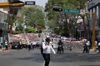 Lunes 4 de abril del 2019. Tuxtla Gutiérrez. El contingente de madres y niños perteneciente al MOCRI llega a la Plaza Central donde se manifiestan en contra de los desalojos de los asentamientos de esta organización social