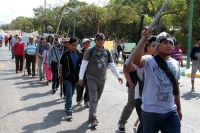 Domingo 20 de enero del 2019. Tuxtla Gutiérrez. Militantes de la Mocri Cnpa Mn y de diferentes organizaciones realizan un mitin de protesta esta mañana junto a los cuerpos de los lideres Noé Pablo y José Santiago asesinados en Amatán en días pasados.