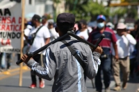 20220307. Tuxtla G. durante la marcha del 7m de MOCRI-CNPA-EZ este medio dÃ­a.