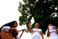 Martes 9 de mayo del 2017. Tuxtla Gutiérrez. El campamento en contra de la violencia hacia las mujeres esta tarde en la plaza central de la capital del estado de Chiapas