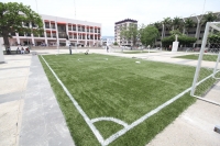 Miércoles 11 de junio del 2014. Tuxtla Gutiérrez. La plaza central de la capital del estado de Chiapas se prepara para vivir la pasión del mundial organizando torneos de fut bol rápido y pantallas gigantes para la retrasmisión de los partidos de la copa m