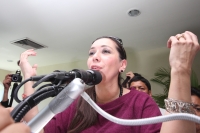 Jueves 9 de febrero del 2012. La Nena anuncia su candidatura por el PRD. Tuxtla Gutiérrez, Chiapas. María Elena Orantes, anuncia su inscripción como aspirante a la candidatura del PRD y su apoyo a AMLO en un evento organizado por sus simpatizantes en cono