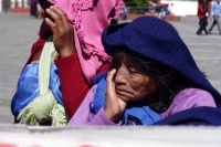 Miércoles 10 de abril del 2019. San Cristóbal de las Casas. Desplazados de Nicolás Ruíz protestan y piden la intervención de las autoridades en la plaza de la Catedral de San Cristóbal de las Casas.