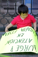 Lunes 4 de noviembre del 2017. Tuxtla Gutiérrez. Niños especiales piden la reposición de las terapias fí­sicas durante las protestas de esta mañana en el congreso local.