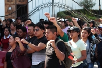 Miércoles 26 de diciembre del 2018. Tuxtla Gutiérrez. Durante la protesta de los normalistas en la Avenida Central este medio dí­a