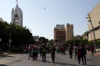 Martes 29 de enero del 2019. Tuxtla Gutiérrez. Estudiantes de la Escuela Normal Rural Larráinzar protestan este medio día en la avenida central de la ciudad.