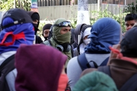 Martes 29 de enero del 2019. Tuxtla Gutiérrez. Estudiantes de la Escuela Normal Rural Larráinzar protestan este medio día en la avenida central de la ciudad.