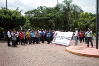 Viernes 4 de septiembre del 2020. Tuxtla Gutiérrez. Indígenas del municipio de Pantelho, protestan afuera del Tribunal de Justicia pidiendo la liberación del presidente municipal de esta localidad del sureste de México.