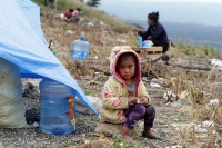 Viernes 23 de noviembre del 2018. Los niños desplazados de Chiapas durante la caravana ««Pies Cansados»» en el tramo carretero entre San Cristóbal de las Casas y Tuxtla Gutiérrrez