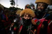 Lunes 17 de enero. Las celebraciones de los Parachicos continúan este día en honor a San Antón o San Antonio Abad continúan en las calles de Chiapa de Corzo donde se siguen congregando los danzantes tradicionales y cientos de turistas que visitan esta col