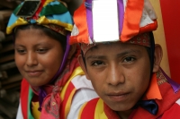 Lunes 11 de julio. Jóvenes copainaltecos realizan la presentación de las danzas tradicionales de la comunidad durante el evento de Patrimonito 2011 organizado por el Comité Raíces de mi Pueblo y el comité del Servicio Voluntario Internacional de la Unesco