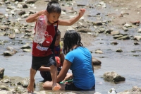 Lunes 3 de agosto del 2015. Chiapa de Corzo. Aspectos de los playones que se han formado por el control fluvial que CFE realiza en las aguas del rio Grijalva.