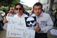 Lunes 3 de agosto del 2015. Chiapa de Corzo. Periodistas de Chiapas en marcha por el asesinato del fotoperiodista Rubén y 4 mujeres en un departamento de la col Narvarte en el DF.