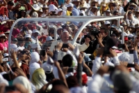 Lunes 15 de febrero del 2016. Tuxtla Gutiérrez. El Papa Francisco durante su encuentro con las familias chiapanecas.