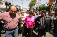Militantes del PRI, marchan por la Calle Central para protestar ante la cúpula nacional para exigir la renuncia de Arely Madrid de la dirigencia estatal, posteriormente llegaron al edificio de Santo Domingo para tomar las instalaciones de este partido y d