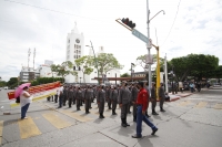 20211007. Tuxtla G. La Escuela Preparatoria Mixtla Militarizada de Berriozábal protesta esta mañana en el centro de la capital de Chiapas