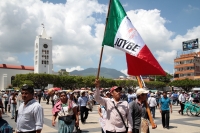 Martes 20 de agosto del 2019. Tuxtla Gutiérrez. La caravana del Movimiento en Defensa de la Vida y el Territorio llega este medio día a la Plaza Central donde protestan las diferentes organizaciones sociales que conforman esta agrupación