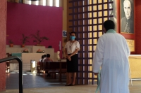 Domingo 2 de agosto del 2020. Tuxtla Gutiérrez. Menos de 50 personas avisten a la primera misa realizada durante la pandemia del #Covid en la Iglesia de Guadalupe, esta mañana en capital del estado de #Chiapas