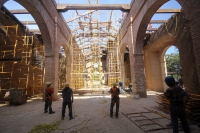 Martes 29 de noviembre del 2016. Chiapa de Corzo. El templo de San Sebastián construido en el siglo XVII revela su importancia durante el proceso histórico de esta ciudad y del estado de Chiapas durante su rehabilitación la cual se encuentra en su segunda
