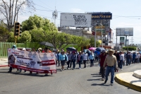 Viernes 1 de marzo del 2019. Tuxtla Gutiérrez. Aspectos de la marcha magisterial esta mañana donde los maestros protestan por la política educativa de AMLO y exigiendo la renuncia de la Secretaria de Educación en Chiapas.