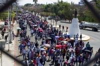 Viernes 1 de marzo del 2019. Tuxtla Gutiérrez. Aspectos de la marcha magisterial esta mañana donde los maestros protestan por la política educativa de AMLO y exigiendo la renuncia de la Secretaria de Educación en Chiapas.