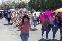 Viernes 1 de marzo del 2019. Tuxtla Gutiérrez. Aspectos de la marcha magisterial esta mañana donde los maestros protestan por la política educativa de AMLO y exigiendo la renuncia de la Secretaria de Educación en Chiapas.